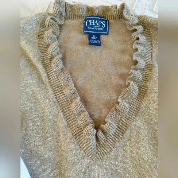 Holiday Bundle, Vintage Chaps Classics & Arden B. Gold Metallic Sweater/Blouse - Picture 4 of 9